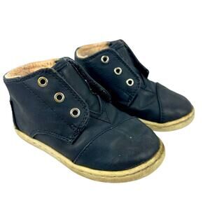TOMS BABY PASEO MID SYNTHETIC LEATHER BOOTIES Blue Toddler Size 7